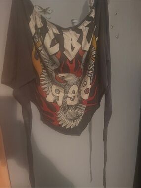 Graphic Eagle Tub Top in Grey and Red